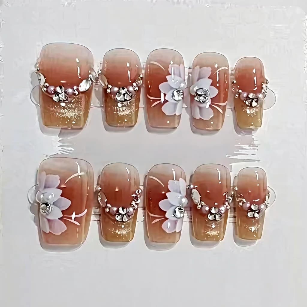 スターデザイン フローラルキャットアイ プレスオンネイル