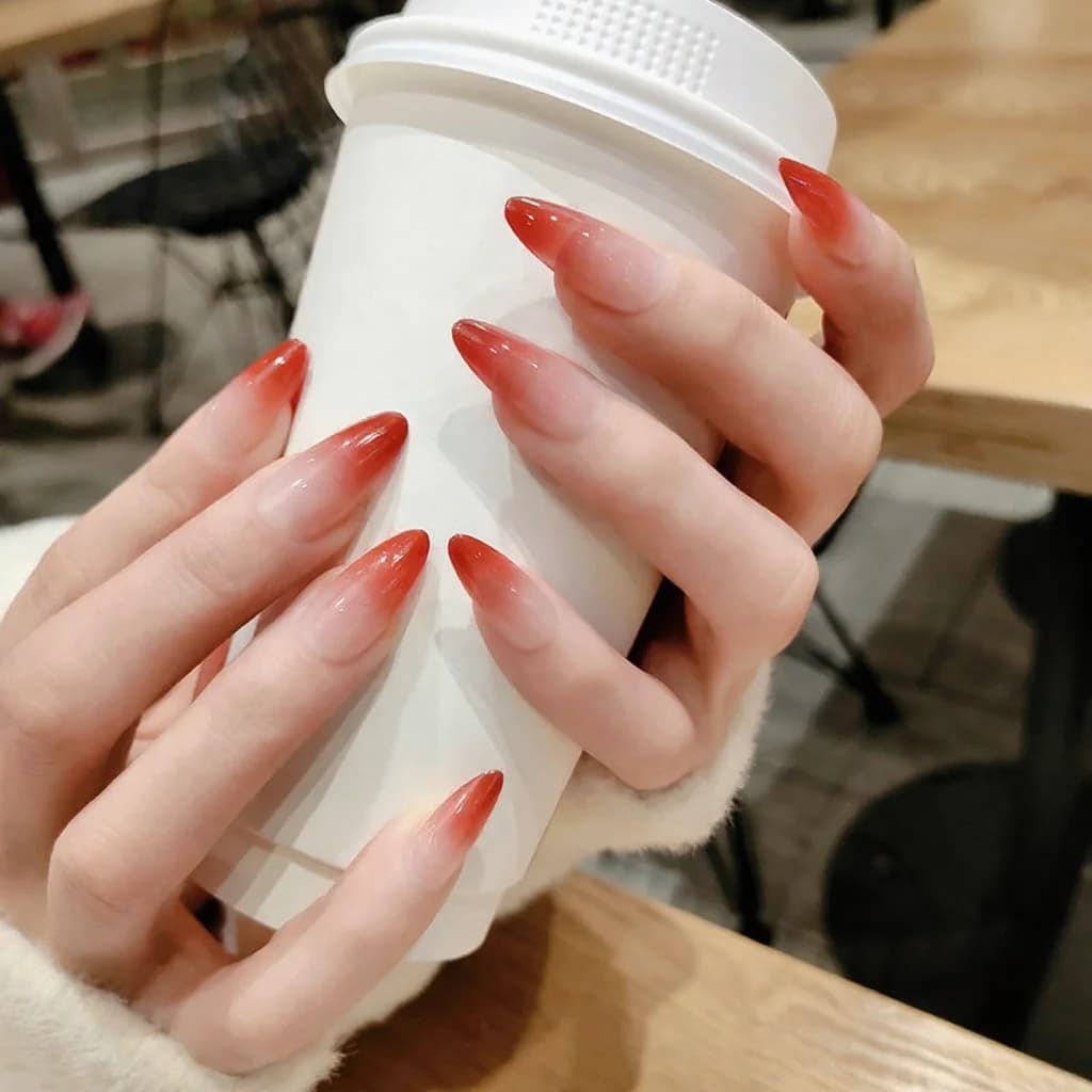 ロンググラデーション プレスオンネイル スター柄